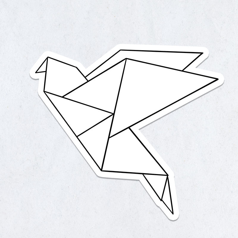 白色折纸鸟贴纸设计元素