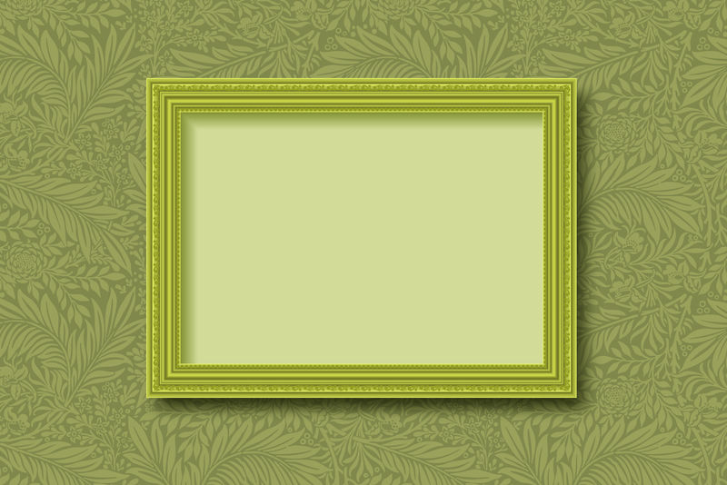 绿叶墙向量上的绿色框架