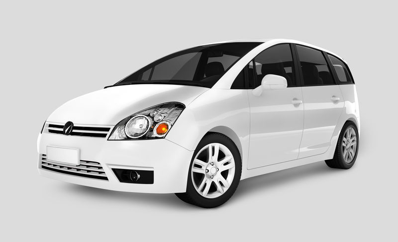 三维白色面包车侧视图