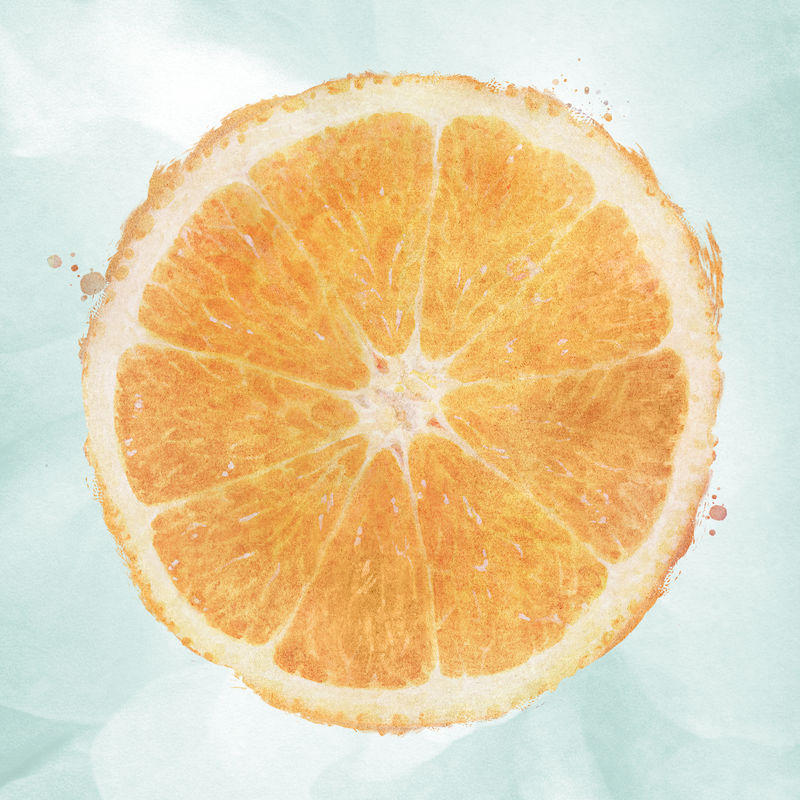 手绘半幅橙色水彩风格设计资源