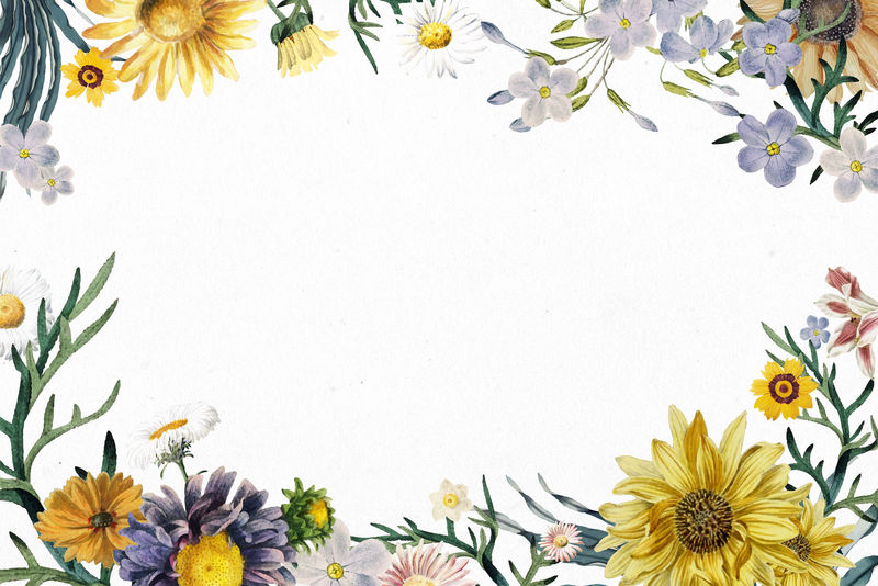 春季花卉边框psd复古花卉插画框