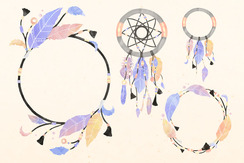 波西米亚dreamcatcher框架psd设计空间集