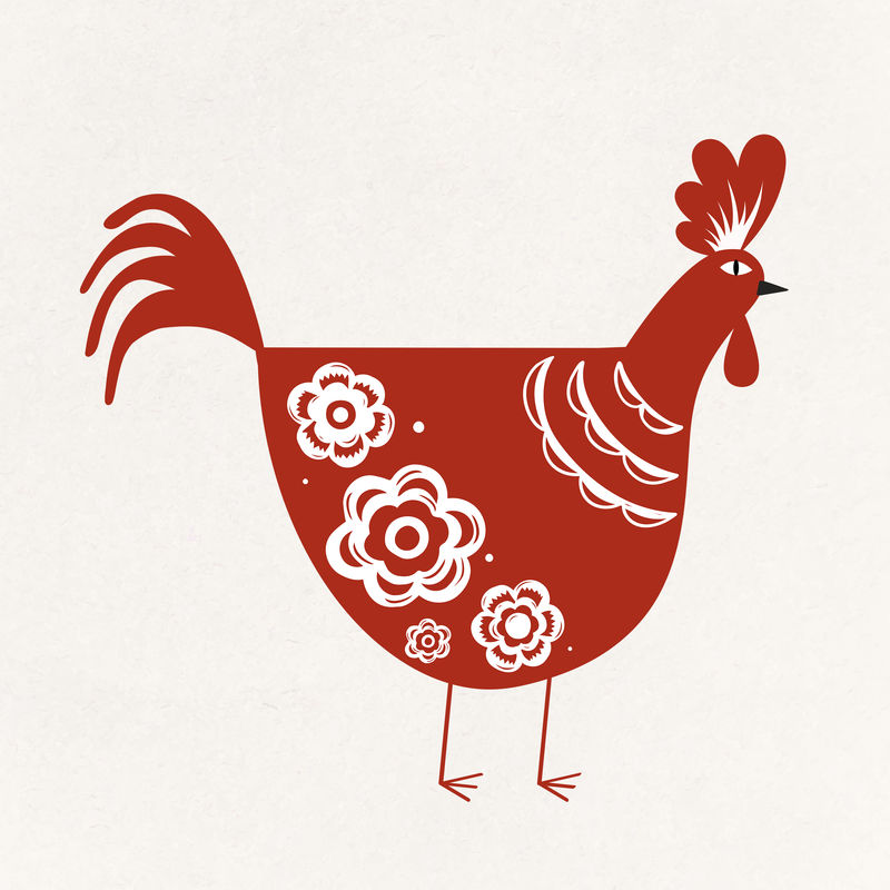 中国公鸡psd可爱的十二生肖动物插图