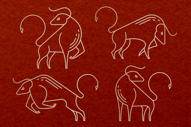 2021农历新年矢量牛贴金系列