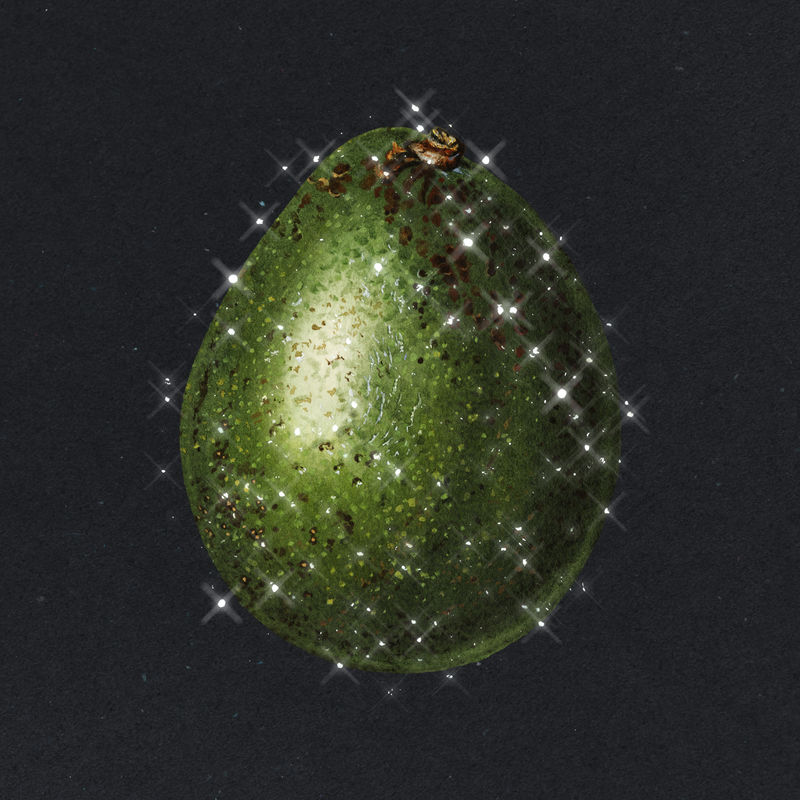 手绘起泡鳄梨果设计元素