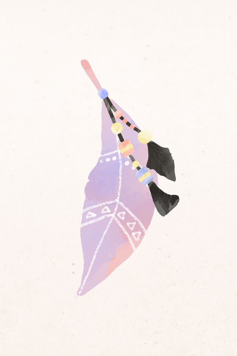 粉彩水彩画波西米亚羽毛