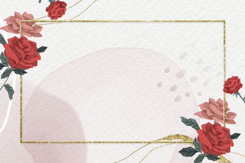 情人节红玫瑰边框psd水彩背景
