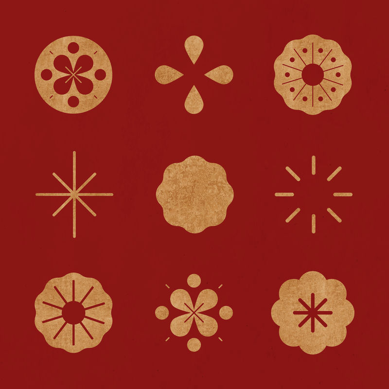 中国新年烟花矢量金设计元素集