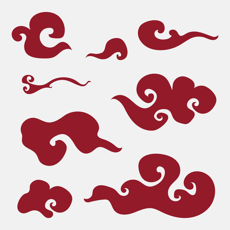 中国红云psd卡通日记贴纸套装