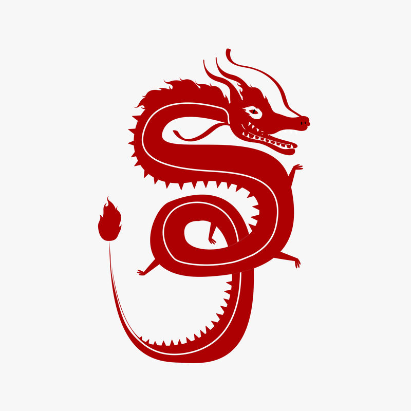 中国传统龙红色psd可爱十二生肖设计元素