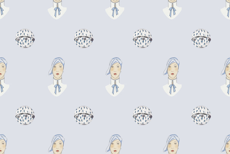 图案背景psd以复古女人和美容用品为特色从公共领域艺术品中混合而成