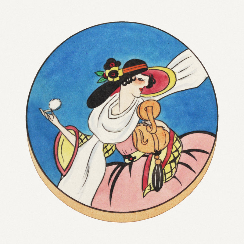 维多利亚夫人插画psd从Noritake工厂紧凑型封面设计混合