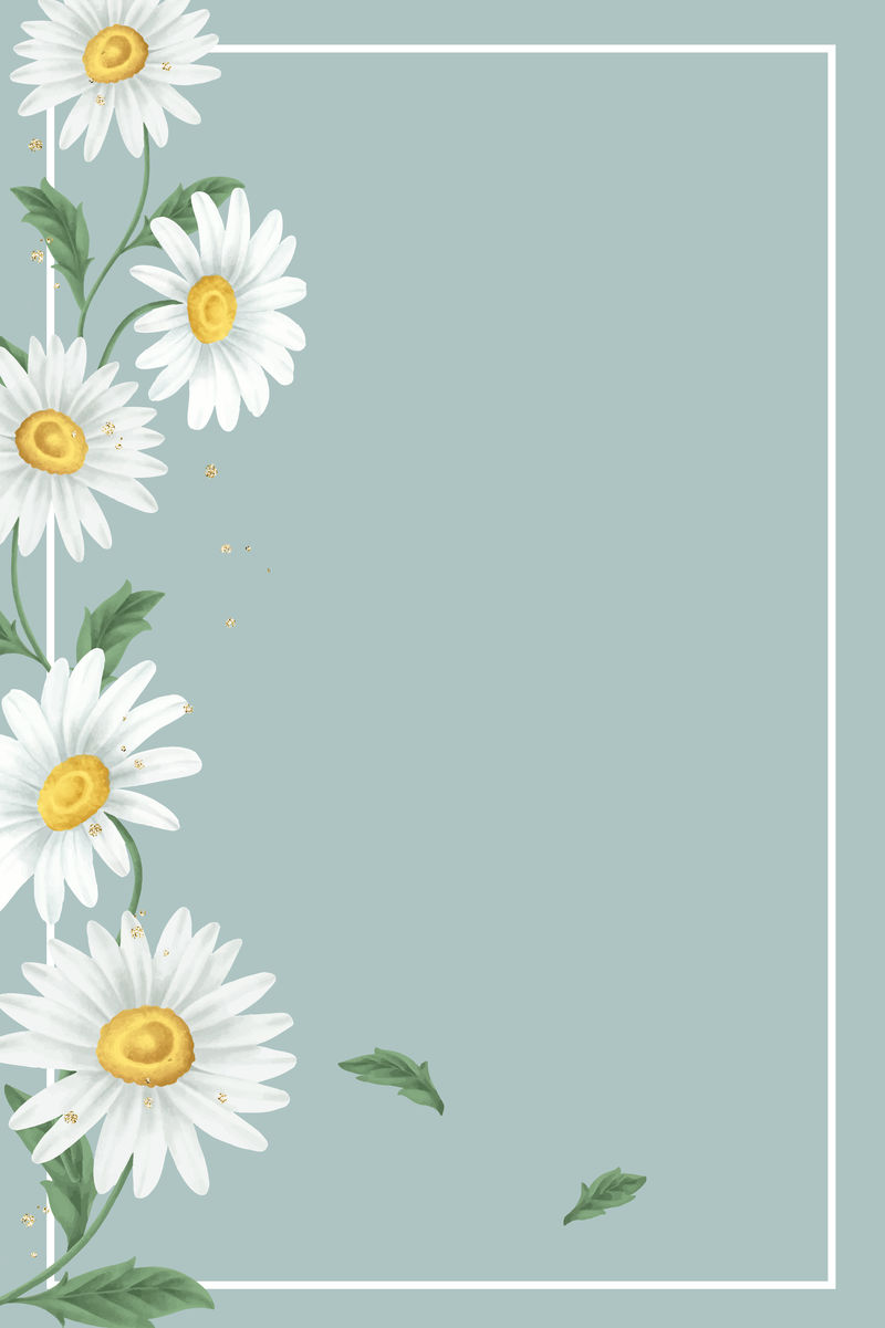 淡绿色背景向量上的雏菊花框素材