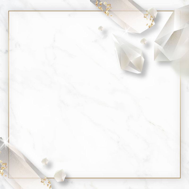 大理石背景向量上的矩形晶体框架