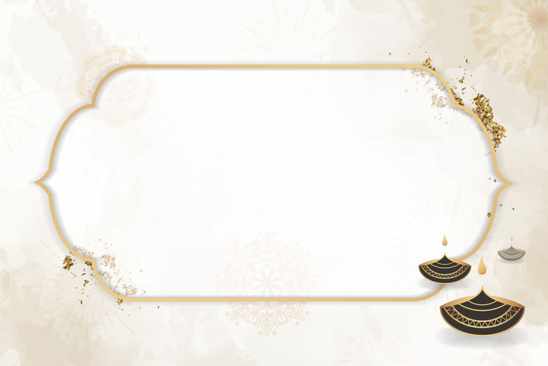 排灯节图案背景向量上的金色框架