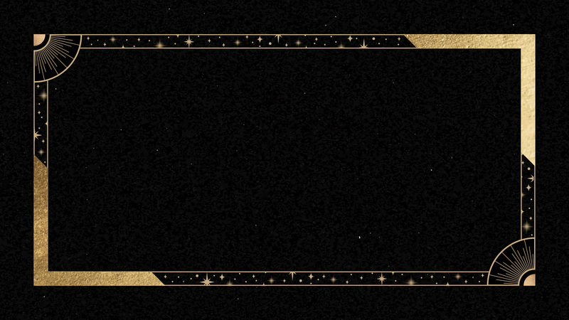 黑色背景向量上的神秘金色框架