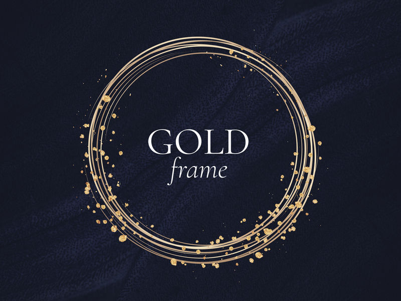 黑色背景插图上的金色圆形框架