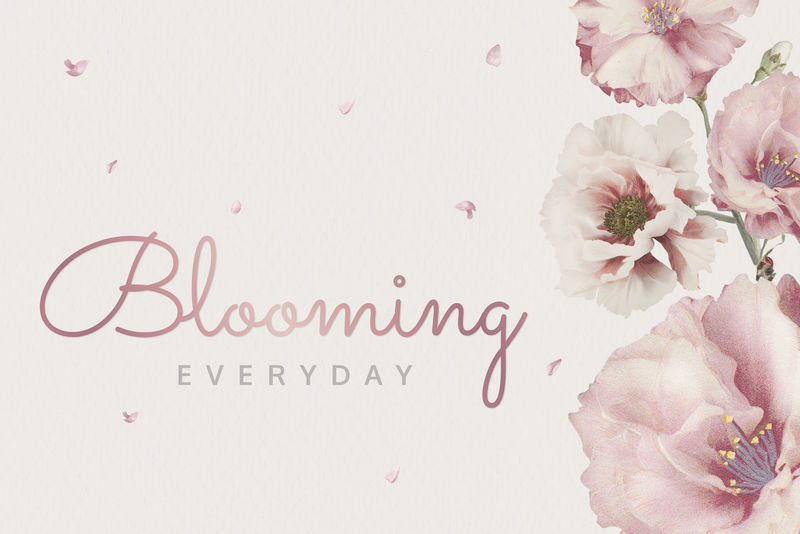 粉红绽放每日卡片向量