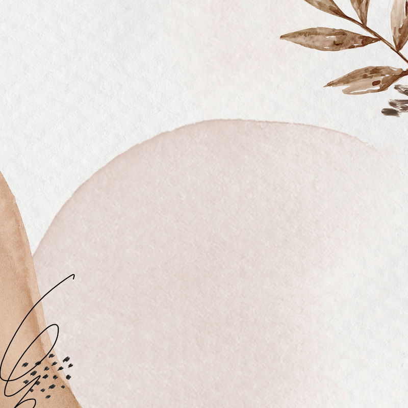 棕色孟菲斯植物水彩背景