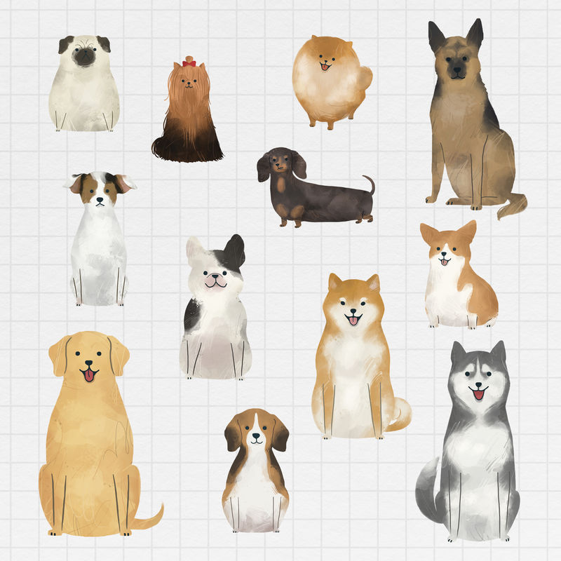 友好的狗水彩绘画收藏插图