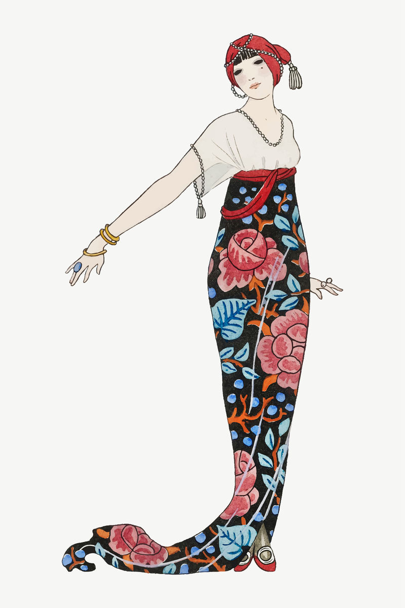 1920年代女性时尚psd乔治·巴比尔艺术作品混音