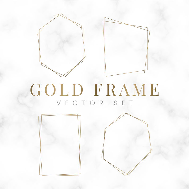 金色空白多边形框架向量集