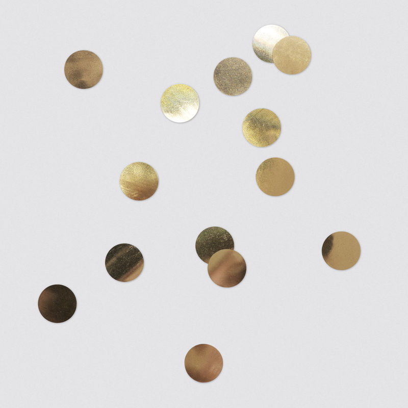 波尔卡圆点金色五彩纸屑背景