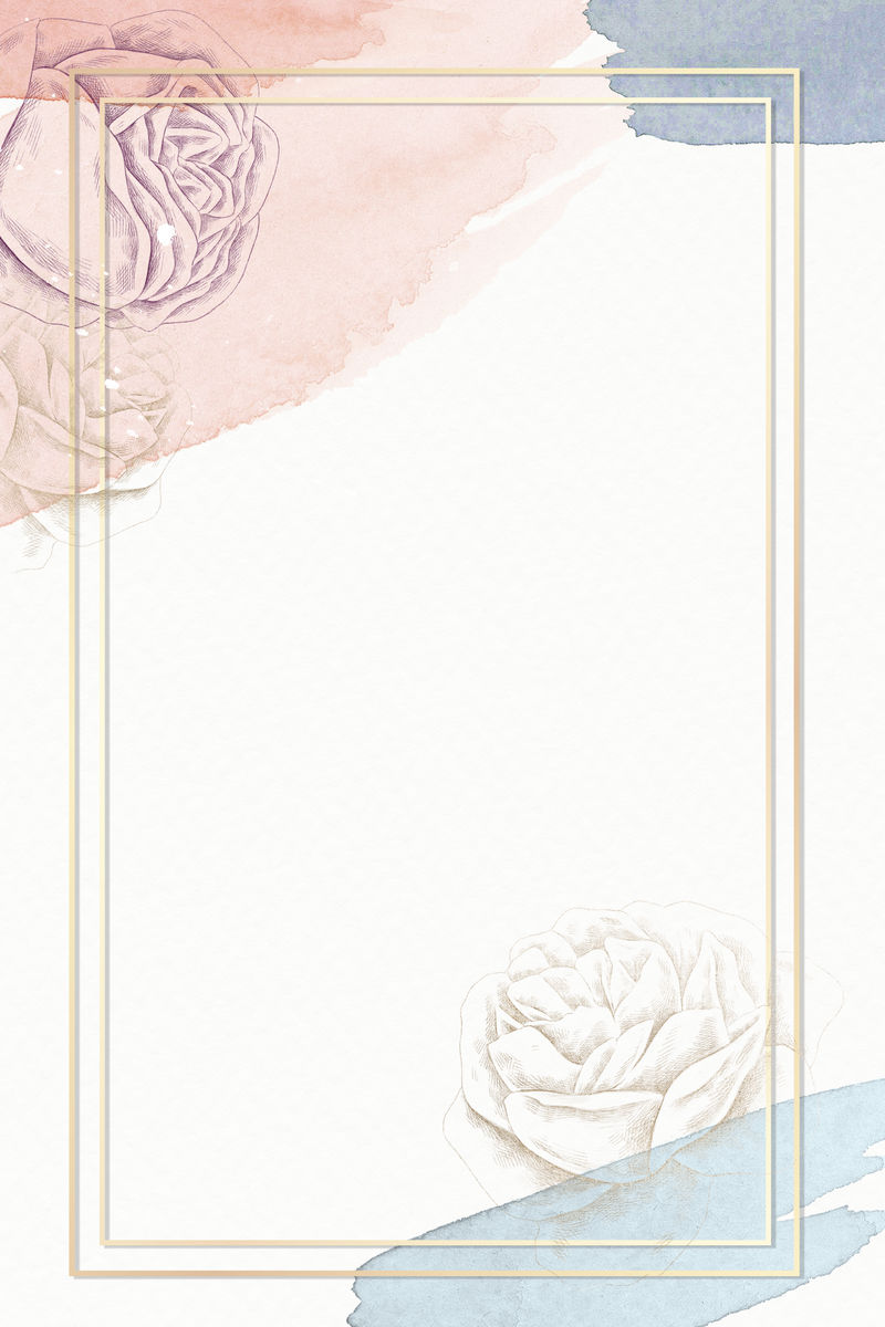 绽放玫瑰花框手机壁纸插画