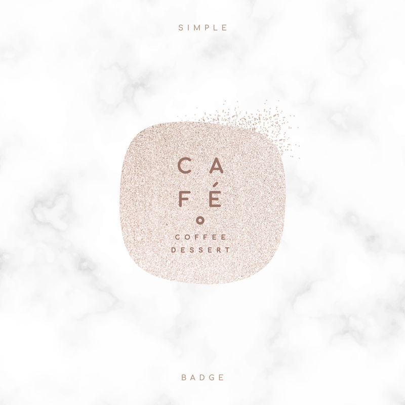 大理石背景向量上的简单咖啡馆徽章