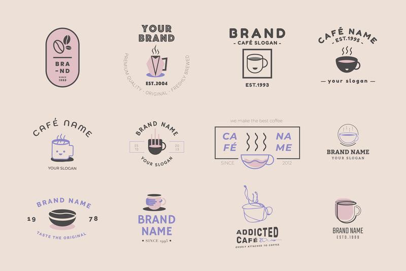 咖啡店徽章标志矢量集