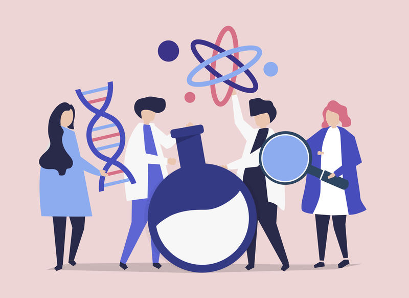 拿着化学图标的科学家的性格