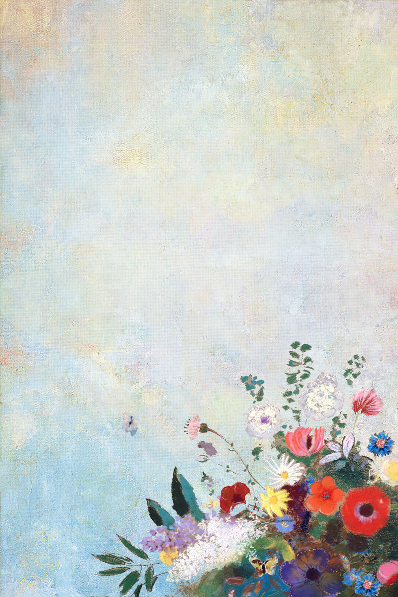 蓝色花墙纹理背景插图