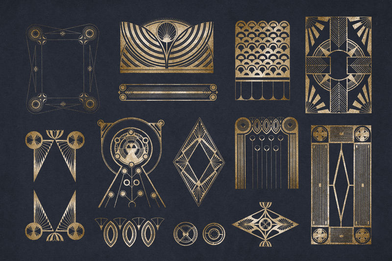 复古金色装饰psd艺术印刷品由Samuel Jessuron de Mesquita的艺术作品混合而成