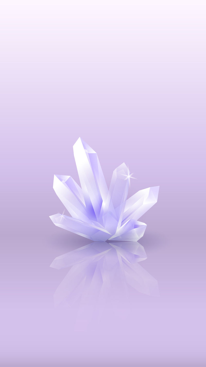 光滑表面上的晶体反射手机壁纸矢量