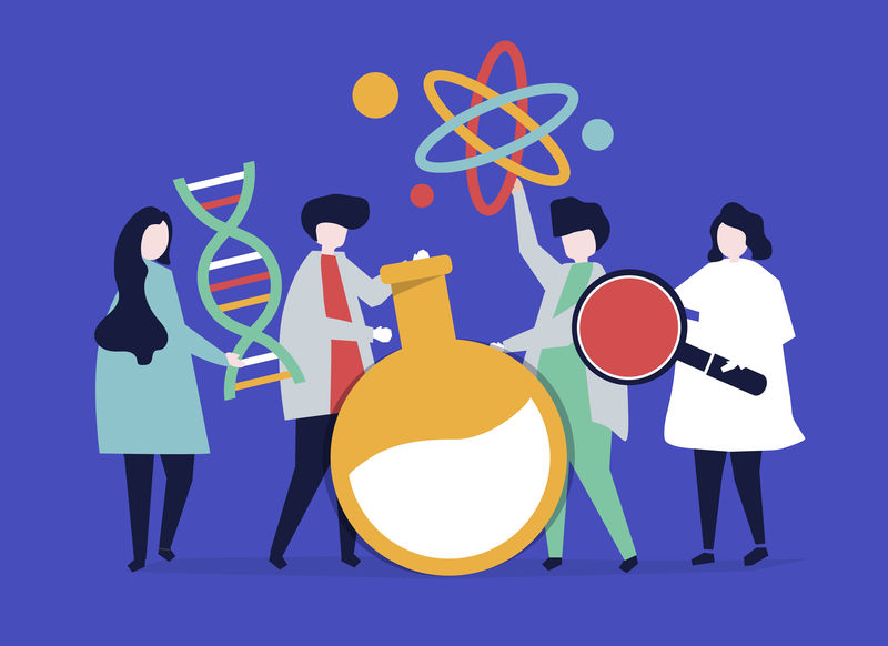 拿着化学图标的科学家的性格