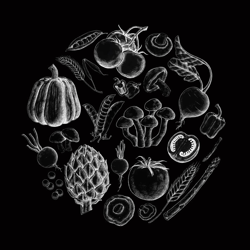 黑色蔬菜设计集合向量