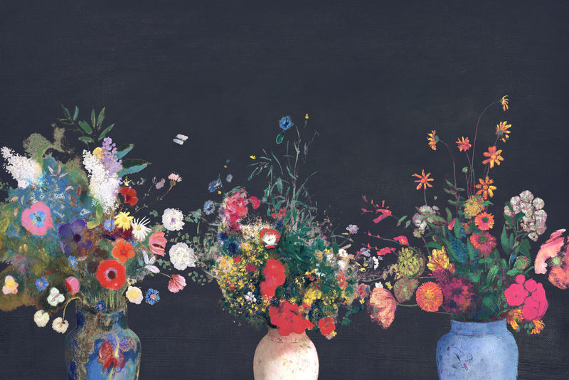 五彩缤纷的花瓶油画背景