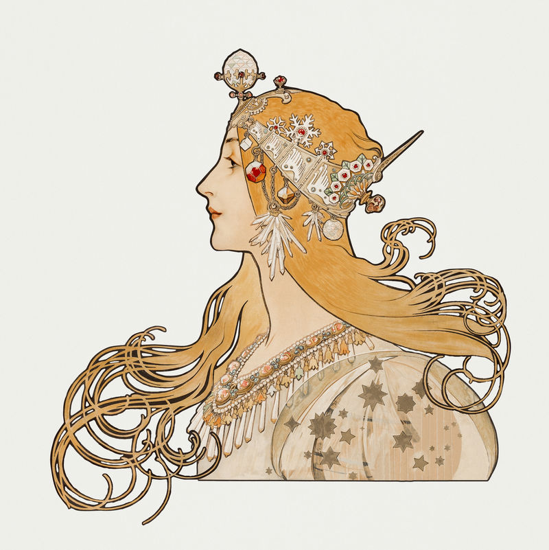 Art nouveau zodiac woman psdremixed from the artworks of卧底
