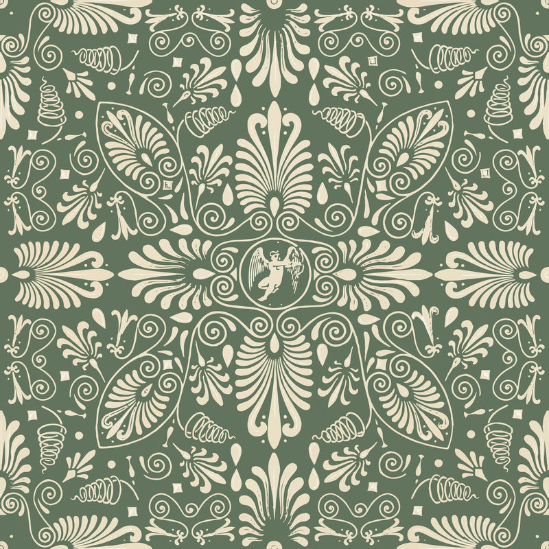 绿色希腊键无缝模式背景向量