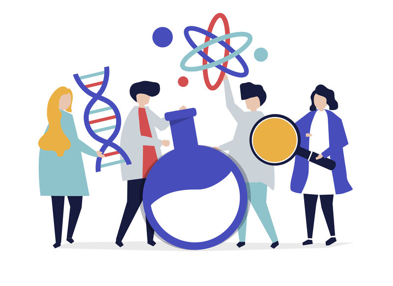 拿着化学图标的科学家的性格