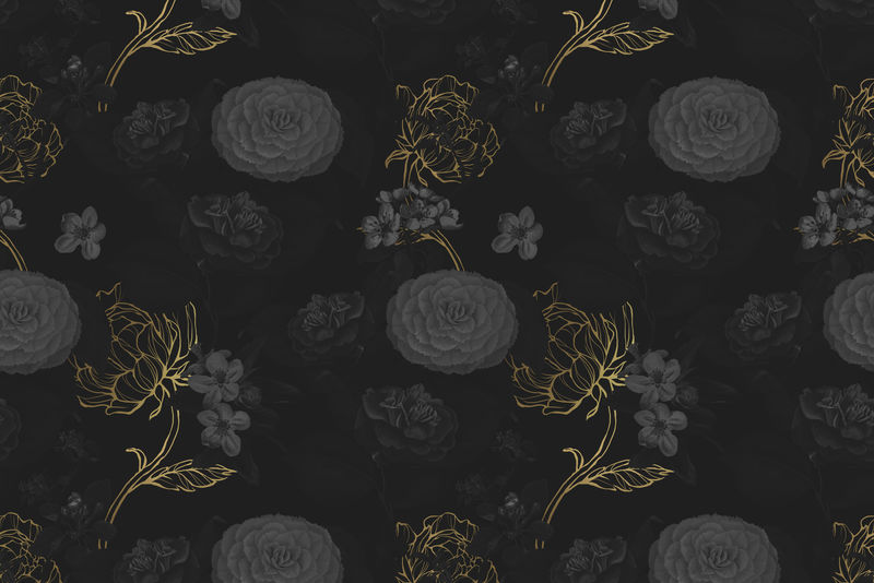 手绘深色金花图案背景
