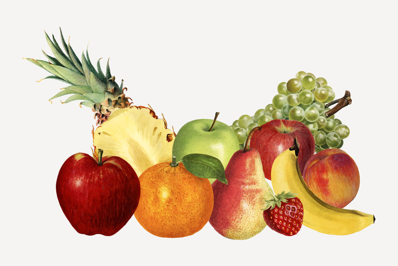手绘热带水果