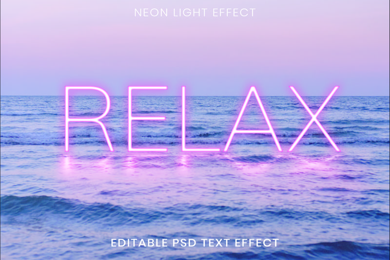 放松粉红霓虹字可编辑psd文本效果