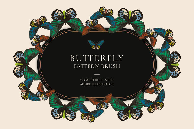 复古蝴蝶图案画笔矢量混合自自然主义者乔治·肖的杂集