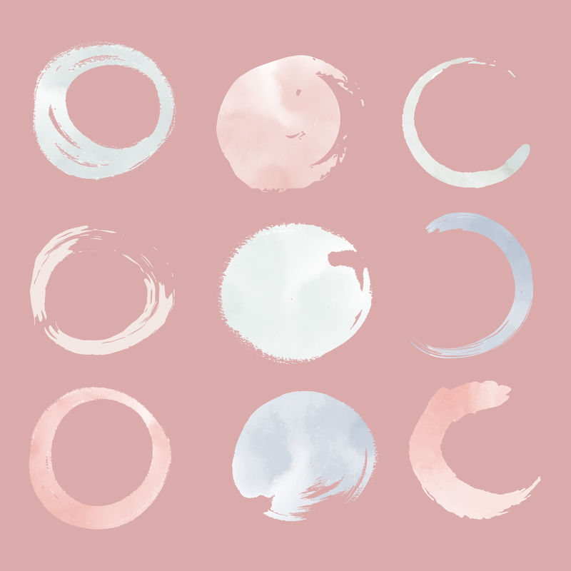 圆形粉彩水彩元素矢量