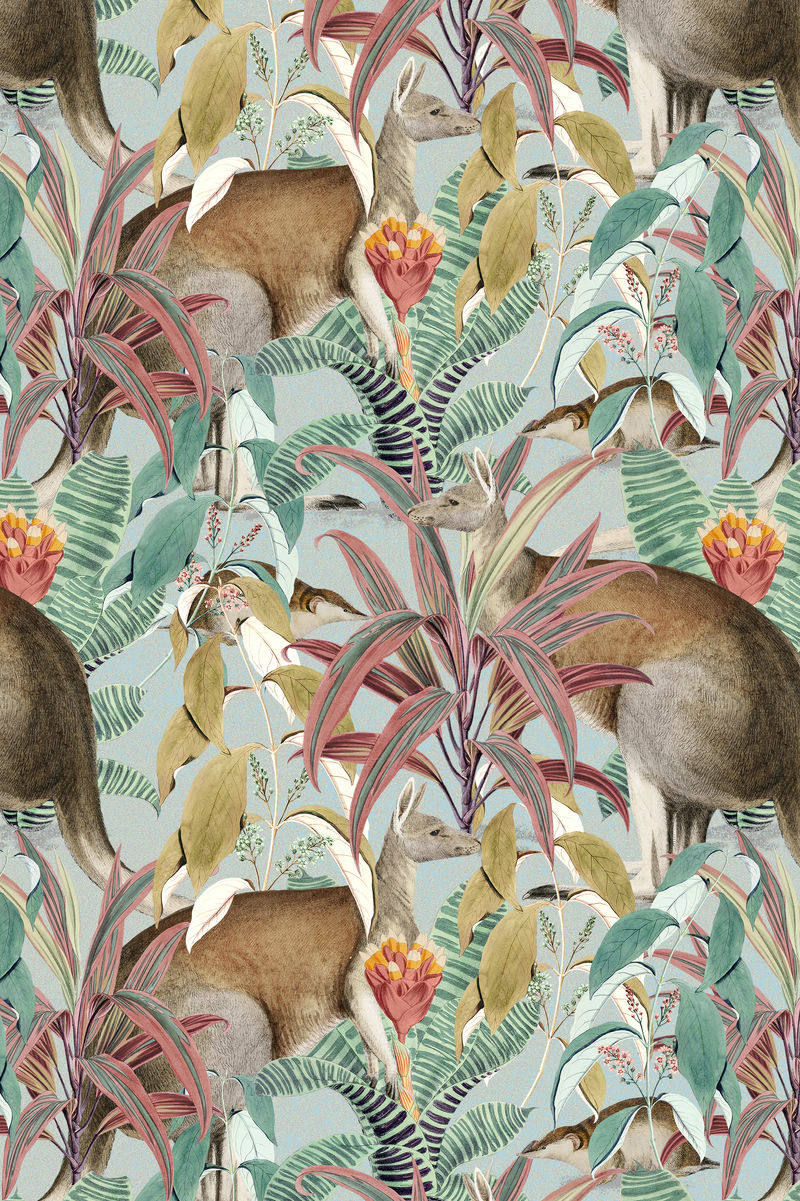 袋鼠图案背景psd丛林插图