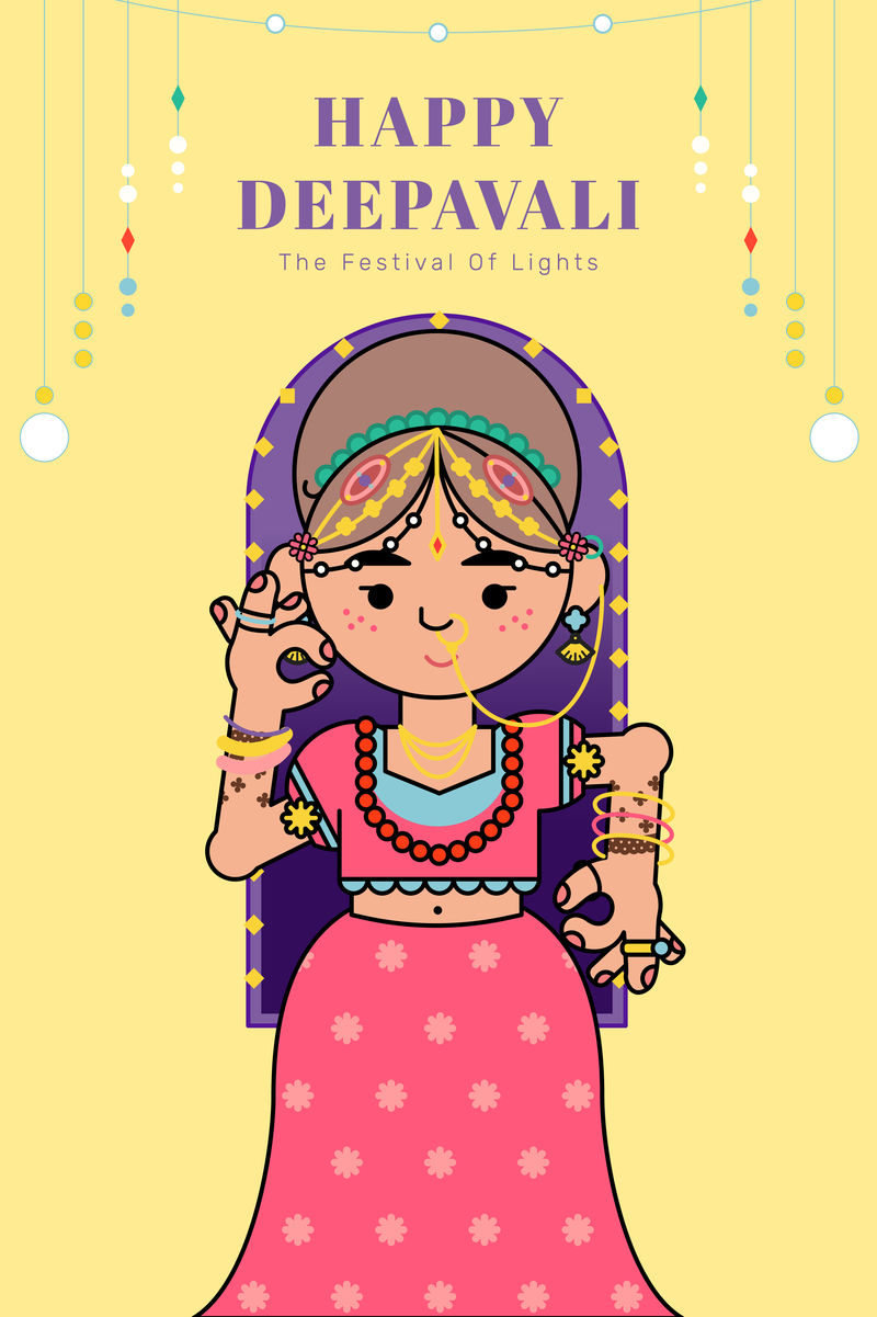 女神拉克希米排灯节背景向量