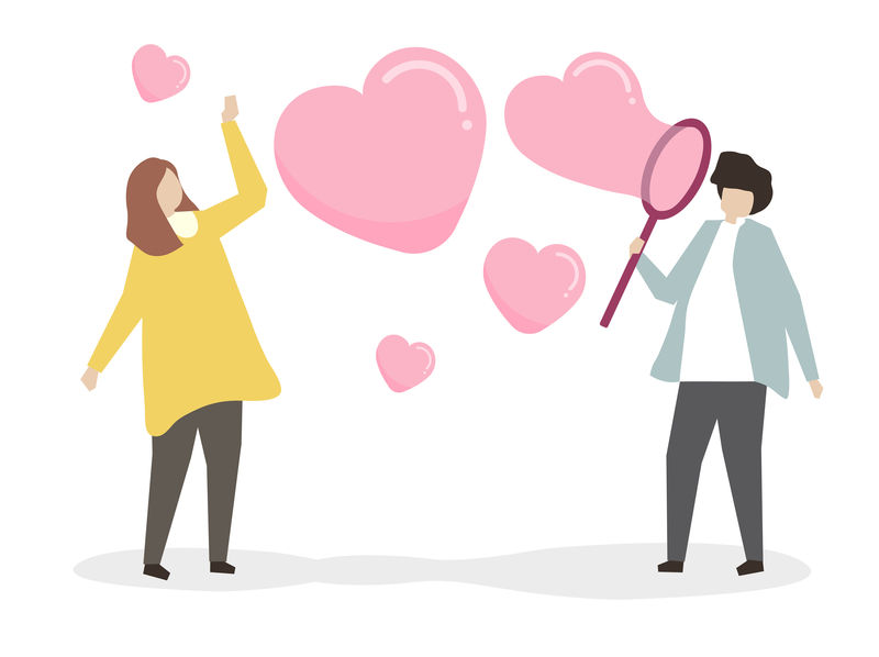 吹心形肥皂泡的情侣