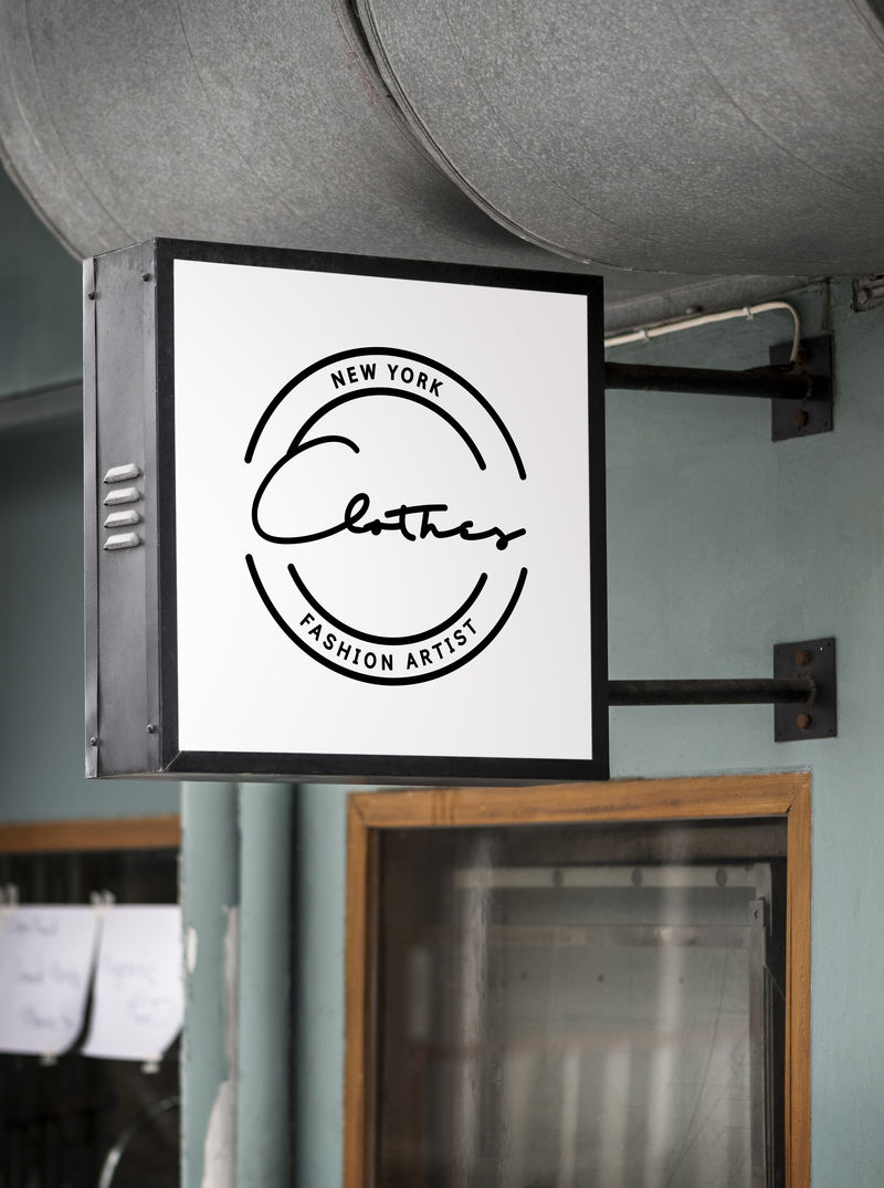 在现代商店模型上签字