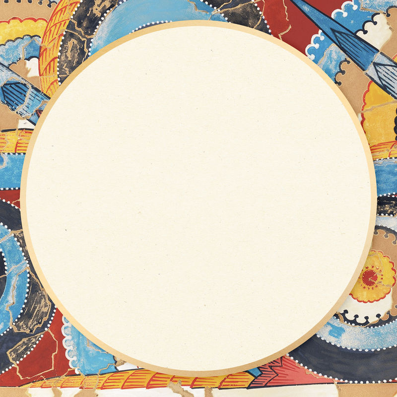 希腊模式框架psd彩色波西米亚复古插图